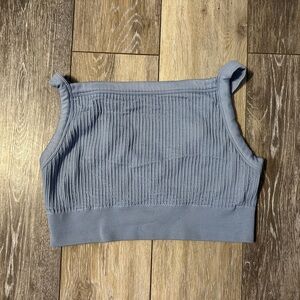 Aerie Women's Light Blue Ribbed Cropped Top